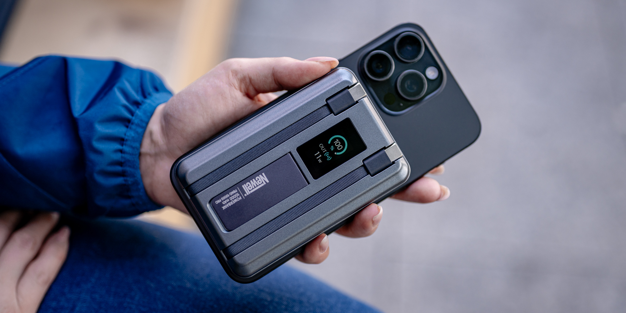 Power Bank Newell MS-10000 Pro MagSafe 10000 mAh 2x USB-C - szary